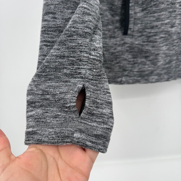 Roxy Sweater Women XL Heather Gray Full Zip High Neck Hooded Fleece Pockets - Picture 2 of 12